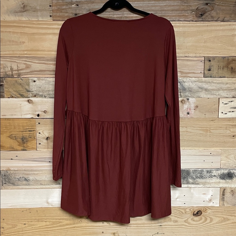 Zenana size large long sleeve tiered tunic buttery soft and stretchy blouse - Picture 7 of 7